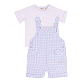 Everything Must Change (EMC) Baby Boy Pale Blue and White Gingham Dungaree Set